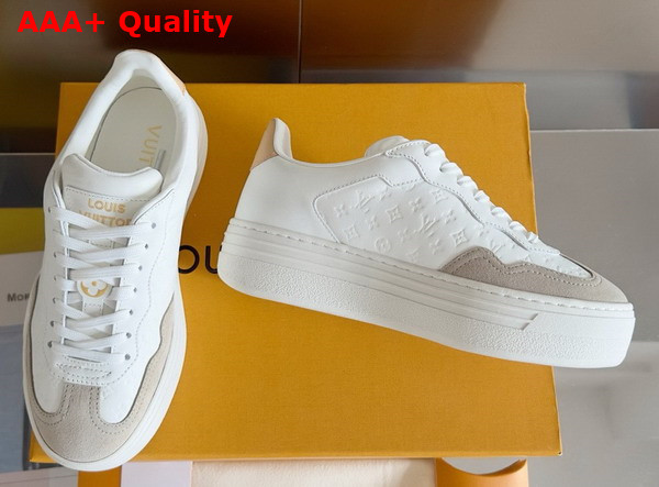 LV Groovy Platform Sneaker in White Monogram Debossed Calf Leather 1ACHGK Replica