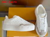 LV Groovy Platform Sneaker in White Monogram Debossed Calf Leather 1ACHGK Replica