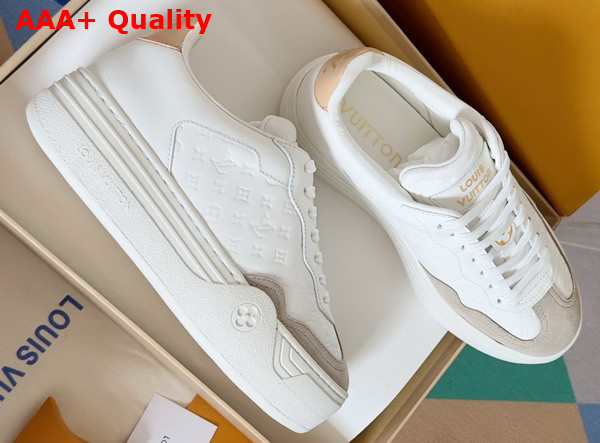 LV Groovy Platform Sneaker in White Monogram Debossed Calf Leather 1ACHGK Replica