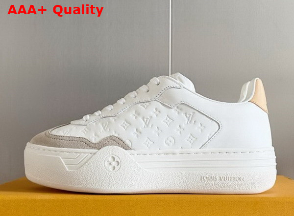 LV Groovy Platform Sneaker in White Monogram Debossed Calf Leather 1ACHGK Replica