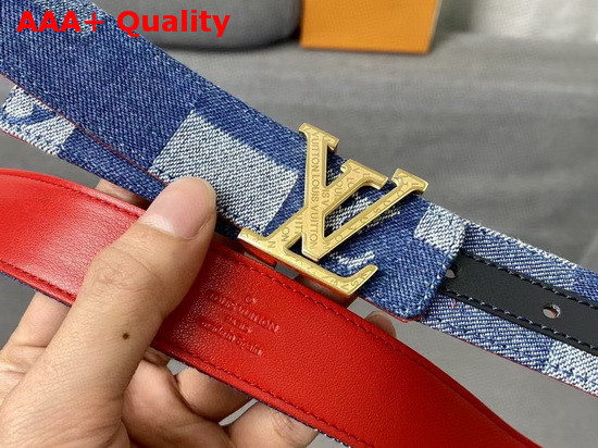 LV Iconic 30mm Belt Denim Blue Denim Patchwork M0243W Replica