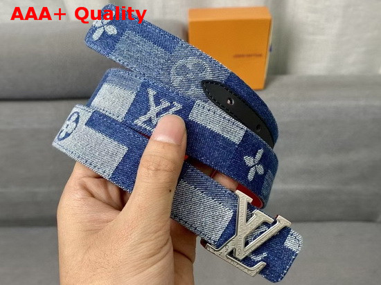 LV Iconic 30mm Belt Denim Blue Denim Patchwork M0243W Replica