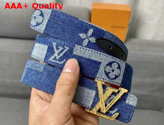 LV Iconic 30mm Belt Denim Blue Denim Patchwork M0243W Replica