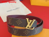 LV Initiales 30mm Reversible Belt in Monogram Canvas and Burgundy Calfskin M0362W Replica