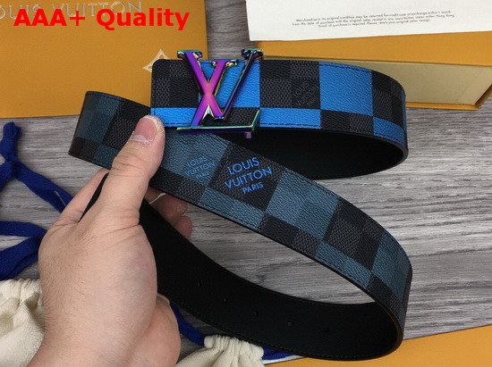 LV Initiales 40 mm Reversible Belt Blue Damier Graphite Canvas and Calf Leather M0319V Replica