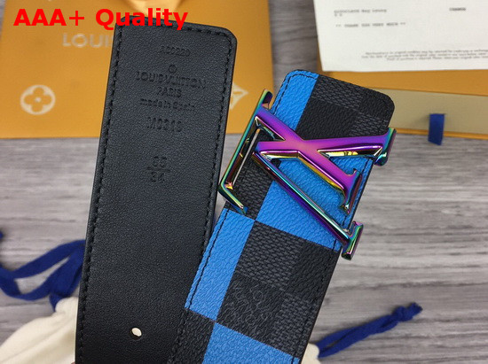 LV Initiales 40 mm Reversible Belt Blue Damier Graphite Canvas and Calf Leather M0319V Replica