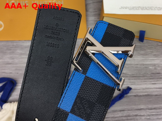 LV Initiales 40 mm Reversible Belt Blue Damier Graphite Canvas and Calf Leather M0319V Replica