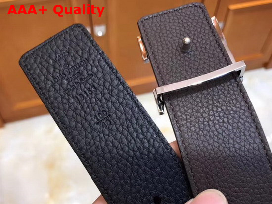 LV Initiales 40 mm Reversible Belt in Coffee and Black Grained Calfskin Replica