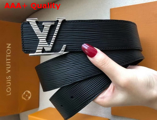 LV Initiales 40mm Belt Black Epi Calf Leather Silver Buckle with a Tonal Epi Motif Replica