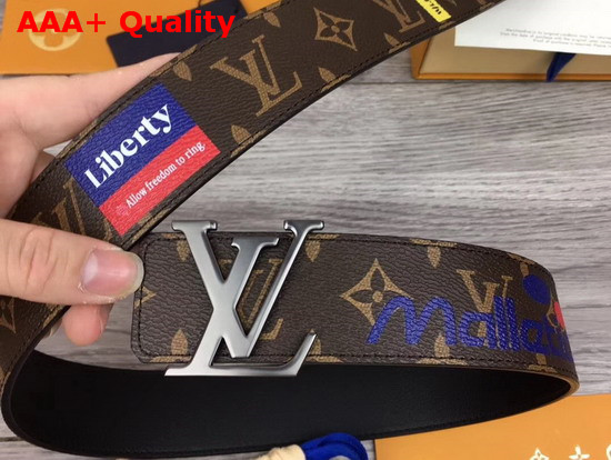 LV Initiales 40mm Belt Brown Monogram Canvas and Black Plain Calf Leather Printed Stickers M0161T Replica