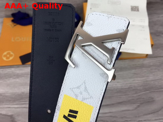 LV Initiales 40mm Belt White Monogram Canvas and Black Plain Calf Leather Printed Stickers M0162T Replica