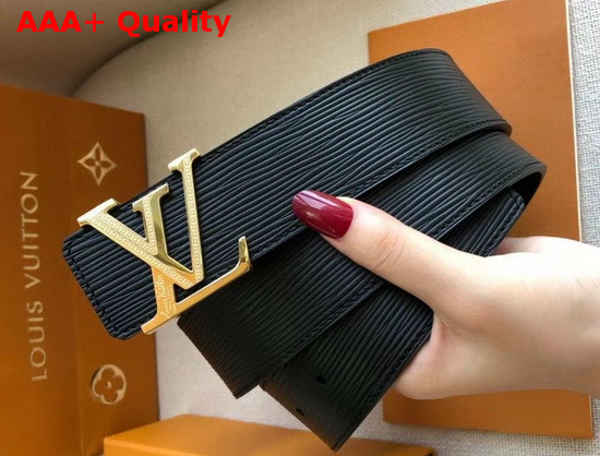 LV Initiales 40mm Belt in Black Epi Leather with Gold LV Buckle Replica