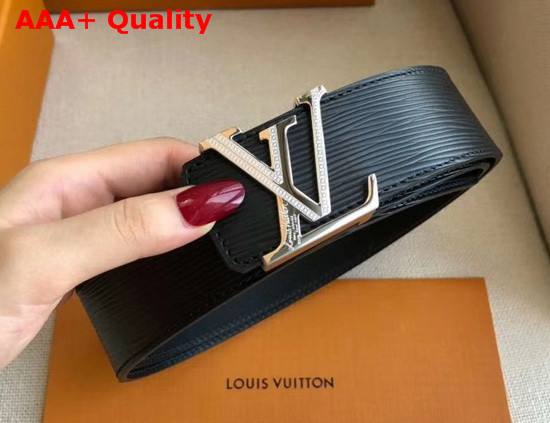 LV Initiales 40mm Belt in Black Epi Leather with Silver LV Buckle Replica