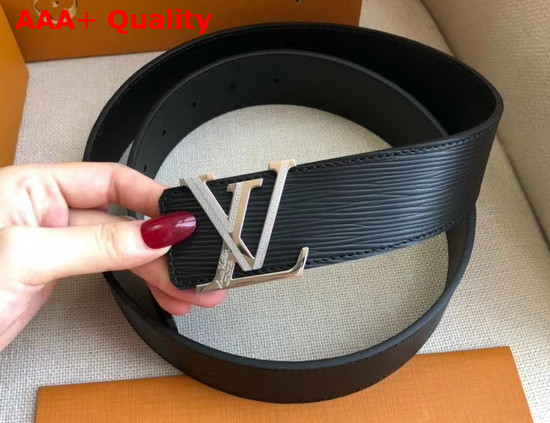 LV Initiales 40mm Belt in Black Epi Leather with Silver LV Buckle Replica