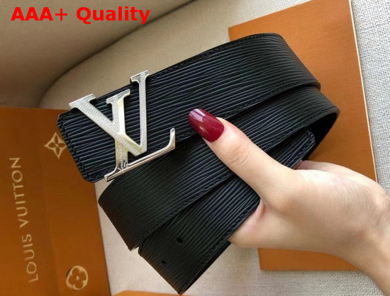 LV Initiales 40mm Belt in Black Epi Leather with Silver LV Buckle Replica