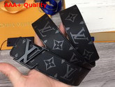 LV Initiales 40mm Reversible Belt Monogram Eclipse Canvas and Taiga Leather LV Initiales Buckle in Dark Ruthenium Replica