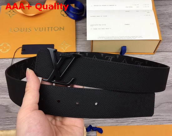 LV Initiales 40mm Reversible Belt Monogram Eclipse Canvas and Taiga Leather LV Initiales Buckle in Dark Ruthenium Replica