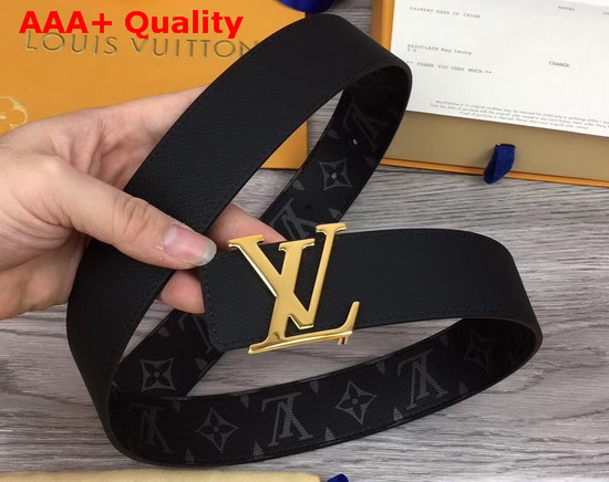 LV Initiales 40mm Reversible Belt Monogram Eclipse Canvas and Taiga Leather LV Initiales Buckle in Gold Replica