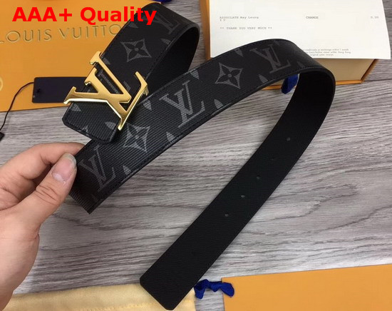 LV Initiales 40mm Reversible Belt Monogram Eclipse Canvas and Taiga Leather LV Initiales Buckle in Gold Replica