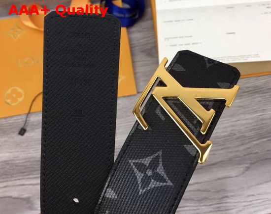 LV Initiales 40mm Reversible Belt Monogram Eclipse Canvas and Taiga Leather LV Initiales Buckle in Gold Replica