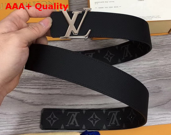 LV Initiales 40mm Reversible Belt Monogram Eclipse Canvas and Taiga Leather LV Initiales Buckle in Silver Replica