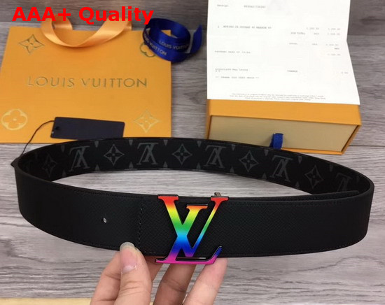 LV Initiales 40mm Reversible Belt Monogram Eclipse Canvas and Taiga Leather LV Initials Buckle is Adorned with Kaleidoscopic Hues MP130T Replica