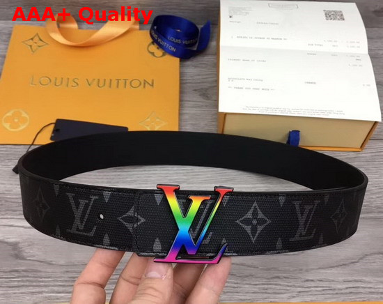 LV Initiales 40mm Reversible Belt Monogram Eclipse Canvas and Taiga Leather LV Initials Buckle is Adorned with Kaleidoscopic Hues MP130T Replica