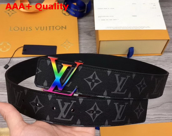 LV Initiales 40mm Reversible Belt Monogram Eclipse Canvas and Taiga Leather LV Initials Buckle is Adorned with Kaleidoscopic Hues MP130T Replica