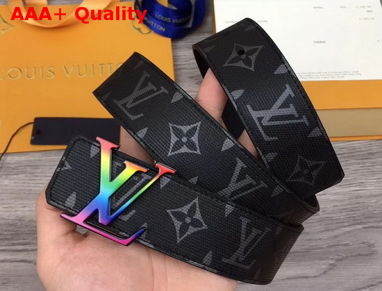 LV Initiales 40mm Reversible Belt Monogram Eclipse Canvas and Taiga Leather LV Initials Buckle is Adorned with Kaleidoscopic Hues MP130T Replica