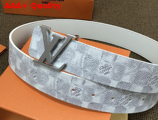 LV Initiales 40mm Reversible Belt Silver Damier Salt Canvas Recto Side Calf Leather Verso Side MP300Q Replica