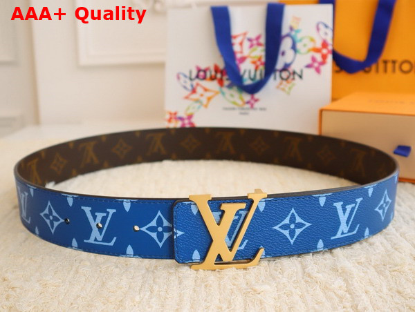 LV Initiales 40mm Reversible Belt in Blue Monogram Coated Canvas M8393U Replica