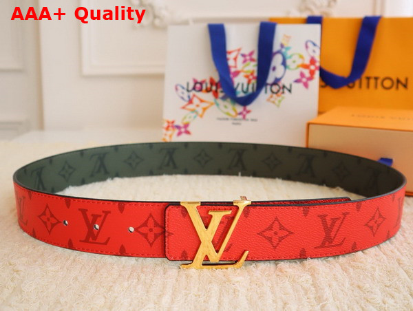 LV Initiales 40mm Reversible Belt in Khaki Green and Red Monogram Coated Canvas M8394U Replica