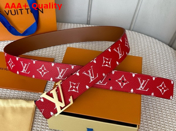 LV Initiales 40mm Reversible Belt in Red Taurillon Leather M8457V Replica