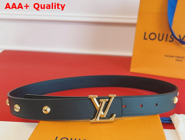 LV Initiales Studs 30mm Belt in Black Calfskin Leather Replica