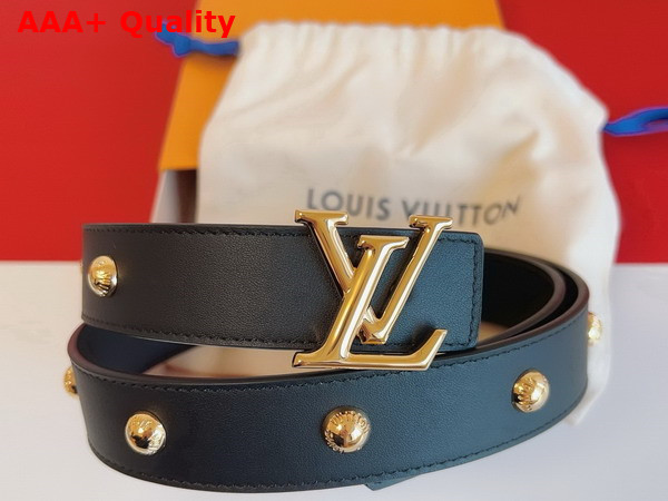 LV Initiales Studs 30mm Belt in Black Calfskin Leather Replica