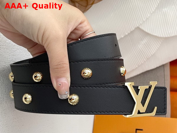 LV Initiales Studs 30mm Reversible Belt in Black Calfskin Leather M8242U Replica