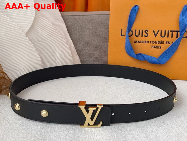 LV Initiales Studs 30mm Reversible Belt in Black Calfskin Leather M8242U Replica