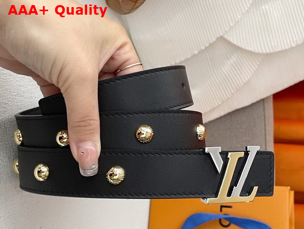 LV Initiales Studs 30mm Reversible Belt in Black Calfskin Replica