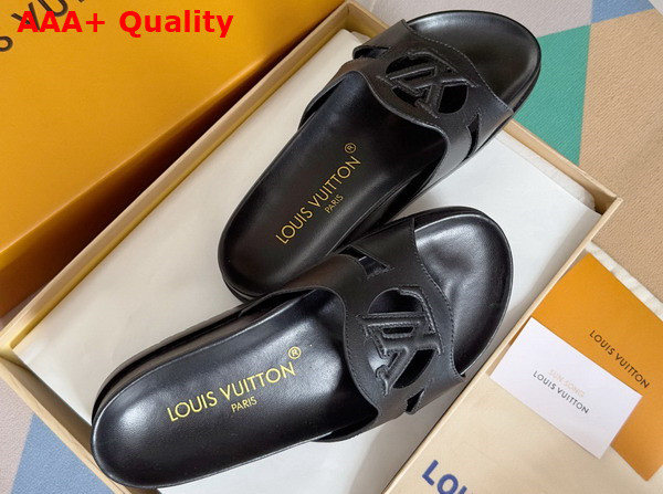 LV Isola Flat Comfort Mule in Black Calf Leather 1ACPCI Replica