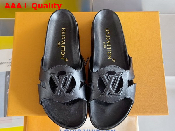 LV Isola Flat Comfort Mule in Black Calf Leather 1ACPCI Replica