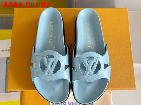 LV Isola Flat Comfort Mule in Light Blue Calf Leather 1ACPD9 Replica