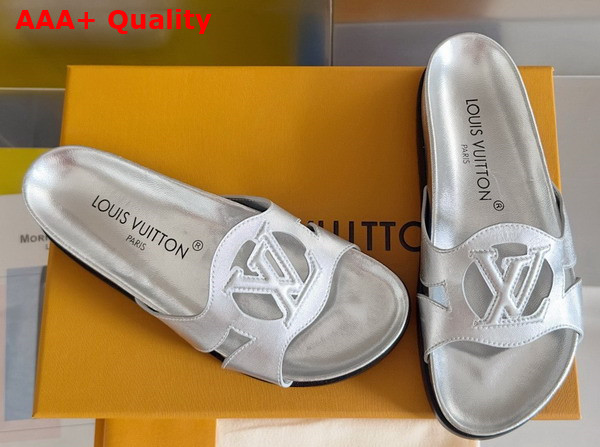 LV Isola Flat Comfort Mule in Silver Calf Leather Replica