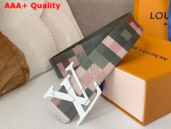 LV Mega Pixel 40mm Reversible Belt in Green Damoflage Leather M8470V Replica