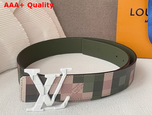 LV Mega Pixel 40mm Reversible Belt in Green Damoflage Leather M8470V Replica