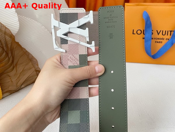 LV Mega Pixel 40mm Reversible Belt in Green Damoflage Leather M8470V Replica