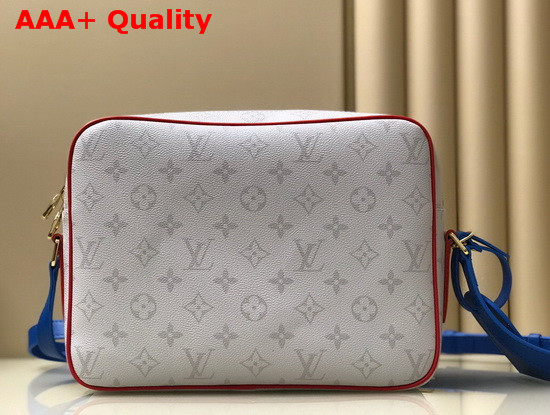 LV NBA Nil Messenger Bag in White Monogram Canvas and Red Cowhide Leather Trim Replica