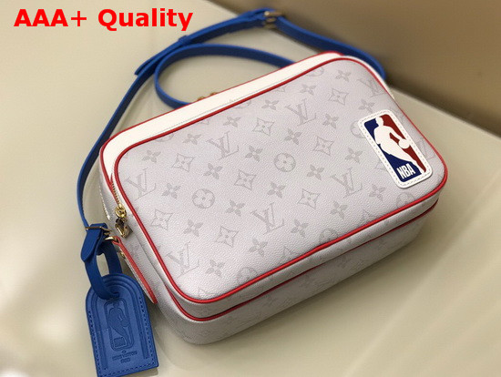 LV NBA Nil Messenger Bag in White Monogram Canvas and Red Cowhide Leather Trim Replica