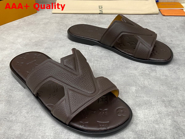 LV Oasis Mule in Dark Brown Grained Calf Leather Replica