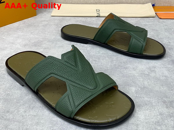 LV Oasis Mule in Dark Green Grained Calf Leather Replica