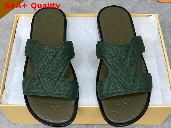 LV Oasis Mule in Dark Green Grained Calf Leather Replica